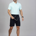 Men Aqua Blue T-shirt and Black Shorts Combo
