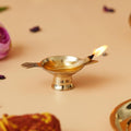 eCraftIndia Brass Diya with Stand for Puja, Home, Festive Decor