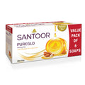 Santoor PureGlo Almond Glycerine Soap 125g Pack of 6 for Glowing Skin