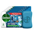 Dettol Icy Cool Bathing Soap Bar With 3x Menthol (625gm), 125gm, Pack of 5