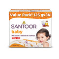 Santoor Baby Soap 125g x3 Milk Cream Saffron Almond Oil Gentle Formula
