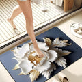 TEKCOOL White Rose Quick Dry Non-Slip Bath Mat