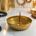 Sacch Brass One Agarbatti Stand with 5 Holders, Ash Catcher Tray for Pooja Room and Office Space. (Medium)