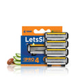LetsShave Pro 4 Razor Blades Refill Pack, Ultra Sharp for Men, 4 Count