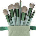 13-Piece Green Makeup Brush Set with Travel Bag for Beginners & Pros