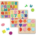Kids Wooden Puzzle Board: Alphabet, Numbers & Shapes for Ages 2+
