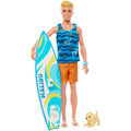 Barbie Ken Doll with Surfboard & Puppy - Poseable Beach Set