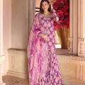 Lilac Floral Fantasy Printed Chinon Sharara Set
