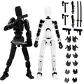 2Pcs Action Figure, Dummy Robot Toy for DIY Assembly, Desk Decor, Photography Props, Art Model, Collectible Display, Black and White Set