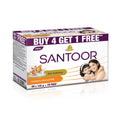 Santoor Sandal & Almond Soap 125g, Pack of 5 for Soft, Youthful Skin