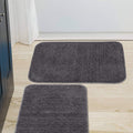 Set of 2 Grey Quick-Dry Microfiber Bath Mats 35x50cm Anti-Skid