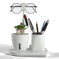 Desk Organizer with Self-Watering Plant Pot & Phone Holder, White