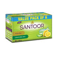 Santoor Aloe Vera Lime Soap Pack of 6 for Smooth Youthful Skin 125g