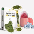 Cipzi Face Massager Set: Ice Roller & Jade Gua Sha for Skin & Body