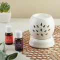 Ceramic Electric Aroma Diffuser with Lavender & Rose Oils 10ml Each