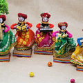 Rajasthani Musician Puppets Set, Recycled Decor, 5 Multicolor Pieces