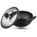 Vinod Cast Iron Kadai with Glass Lid 4.3L Non-Stick Toxin-Free 26cm