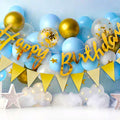Party Propz Happy Birthday Decoration Kit For Boys- 44 Pcs,Happy Birthday Banner, Fringe Curtains, Balloons for Birthday, Foil Balloons, Baby Birthday Decoration Items Blue Combo 1