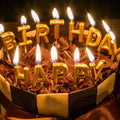Golden Happy Birthday Candle for Cake Celebrations