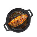 The Indus Valley Preseasoned Cast Iron Fish Fry Pan With Double Handle| Medium 22.4Cm/ 8.8Inch, 1.5Kg | Induction Friendly | Nonstick Fish Fry Pan, 100% Pure & Toxin Free, No Chemical Coating, Black