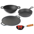 Indus Valley 4-Piece Cast Iron Cookware Set with Tadka Pan Nonstick