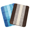 Microfiber Striped Anti-Skid Bath Mats Set of 2, 50x70cm, Turquoise/Brown