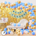 Party Propz Happy Birthday Decoration Kit For Boys- 44 Pcs,Happy Birthday Banner, Fringe Curtains, Balloons for Birthday, Foil Balloons, Baby Birthday Decoration Items Blue Birthday 34 Pcs