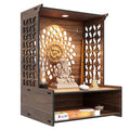 Wooden Home Temple with LED Light for Pooja and Office Use