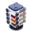 GANESH 16-Piece Revolving Spice Rack with Wooden Finish