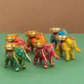 Handcrafted Recycled Elephant Tealight Holders, Diwali Decor, Pack of 6