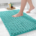 Yimobra Chenille Bath Rug 24x17 - Soft, Absorbent, Non-Slip, Lake Blue
