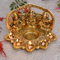 Laxmi Ganesh Saraswati Metal Diya Lamp for Diwali Decor & Gifts