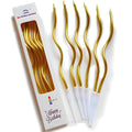 Metallic Gold Spiral Candles 6-Pack for Parties & Cakes