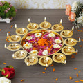 Gold Metal Diya Urli Bowl for Flowers and Candles Decor