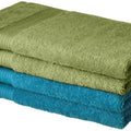 Amazon Brand - Solimo 100% Cotton 4 Piece Hand Towel Set, 500 GSM (Olive Green and Turquoise Blue)