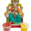 Eco-Friendly Ganesh Idol Small (Non-Toxic Colors) With Kumkum & Akshat - Limited Time Offer