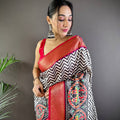 Carbon Black Ikkat Banarasi Silk Saree
