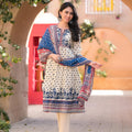 Juniper Ivory Floral Printed Chanderi Kurta Pant And Dupatta Set With Sequins