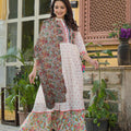 Juniper Off White Floral Long Dress With Dupatta
