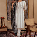 Juniper Black & White Geometric Printed Cotton Kurta With Palazzo & Printed Dupatta