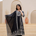 Juniper Black Ethnic Motif Printed Kurta Set With Thread & Mirror Work