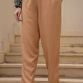 Juniper Beige Solid Viscose Pants