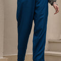 Juniper Navy Solid Viscose Pants