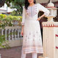 Juniper Off White Viscose Ethnic Motif Kurta With Thread Work