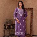 Juniper Purple Embroidered Cotton Kurta With Palazzo