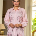Juniper Women Pink Solid Viscose Shirt With Beads Work