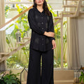 Juniper Black Solid Viscose Shirt With Beads Work