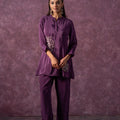 Juniper Viscose Purple Embellished Tunic And Pant Co-Ord Set With Bead Details