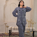 Juniper Viscose Linen Grey Embellished Shirt And Pant Co-Ord Set With Sequin & Bead Details