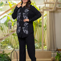 Juniper Viscose Linen Black Embroidered Shirt And Pant Co-Ord Set With Thread Work